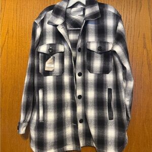 Lucky Brand Black and White Checkered Shirt Jacket